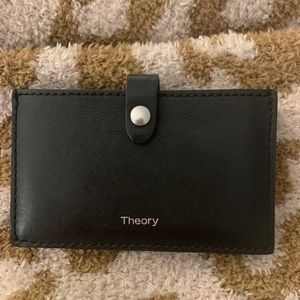Theory linden leather card holder wallet